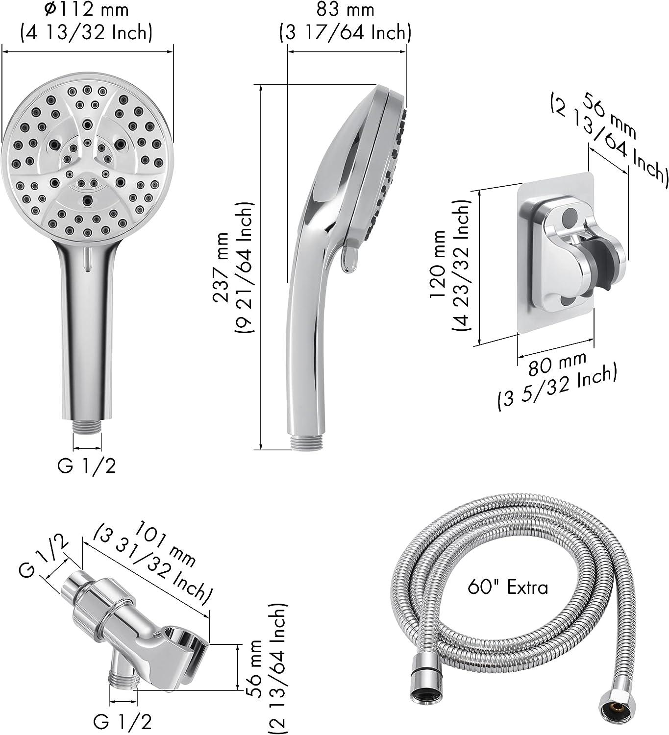KES Shower Head and Hose, 7 Spray Pattern Shower Head High Pressure with Hose - Massive Discounts