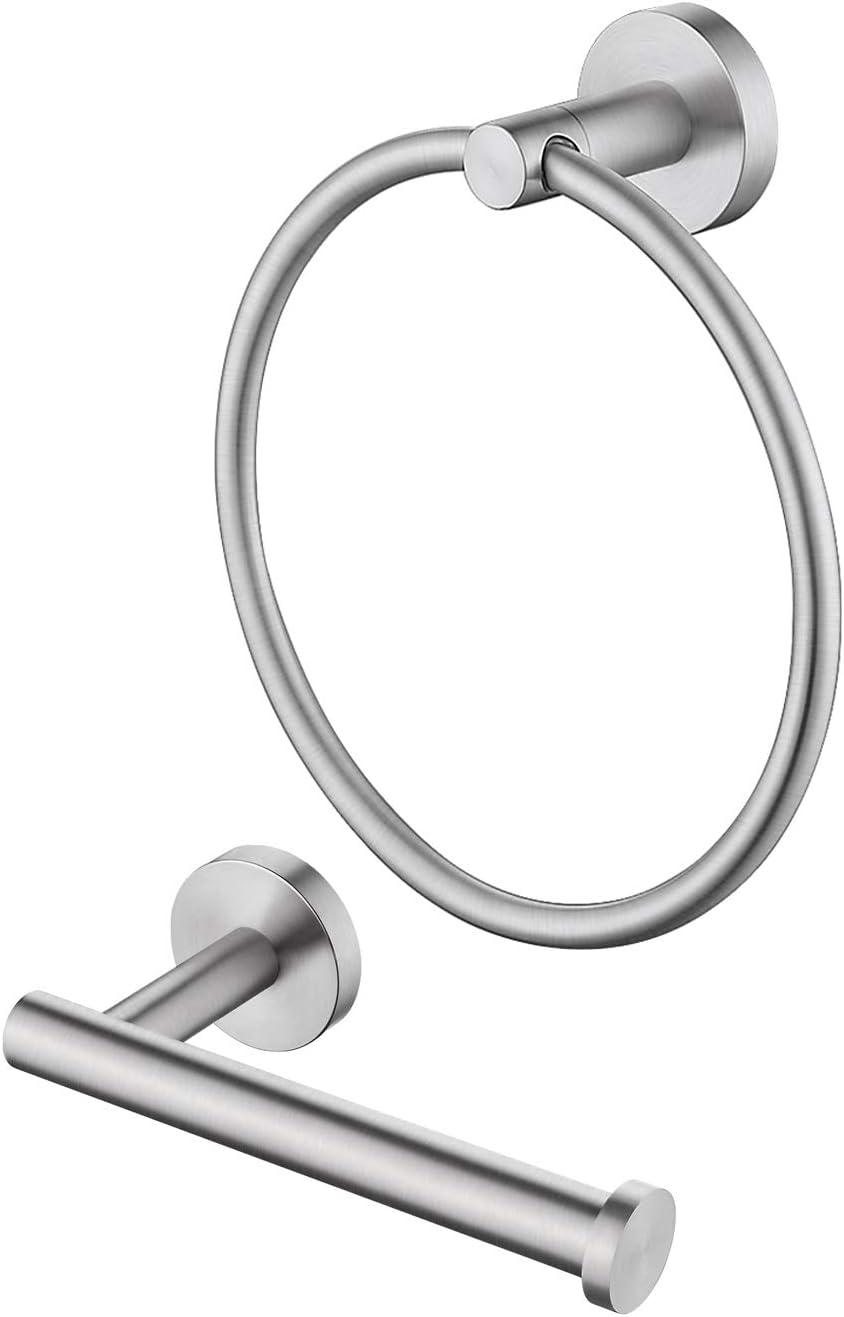 KES Toilet Roll Holder and Towel Ring Set, Accessory Set 2 Pieces - Massive Discounts