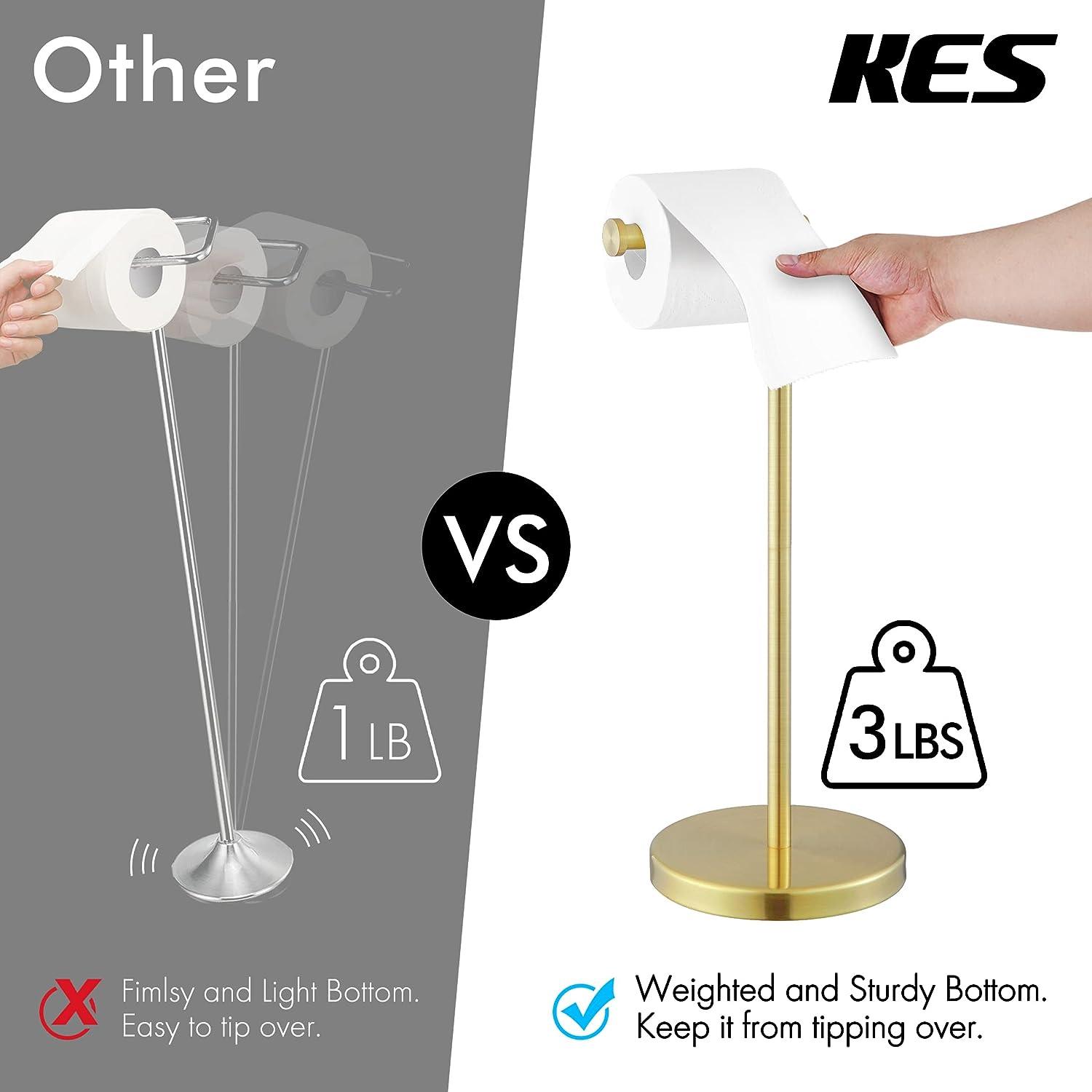 KES Toilet Roll Holder Free Standing with Weighted Base, Bathroom WC Paper - Massive Discounts