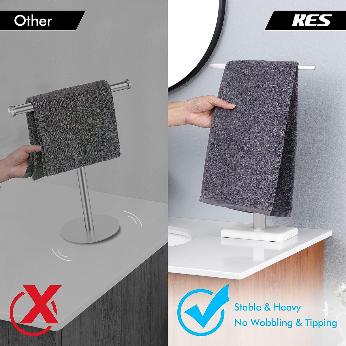 KES Towel Rail Free Standing Hand Towel Holder for Bathroom Countertop ...