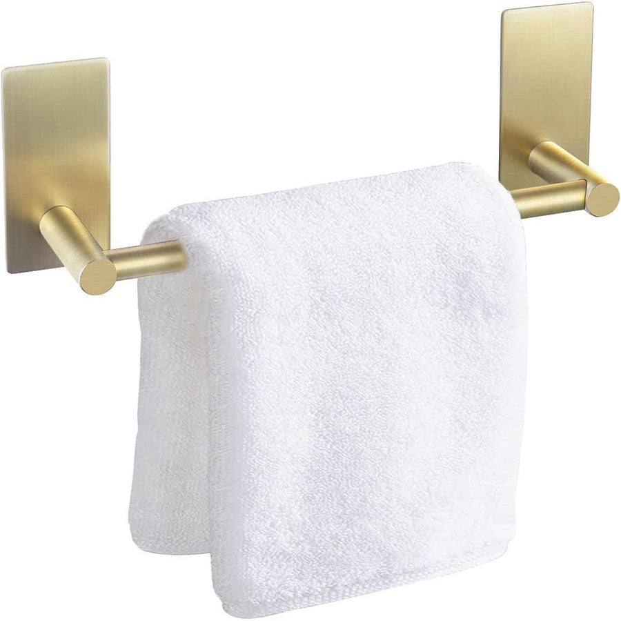 KES Towel Rail Self Adhesive For Bathroom, Brushed Gold 27 cm - Massive Discounts