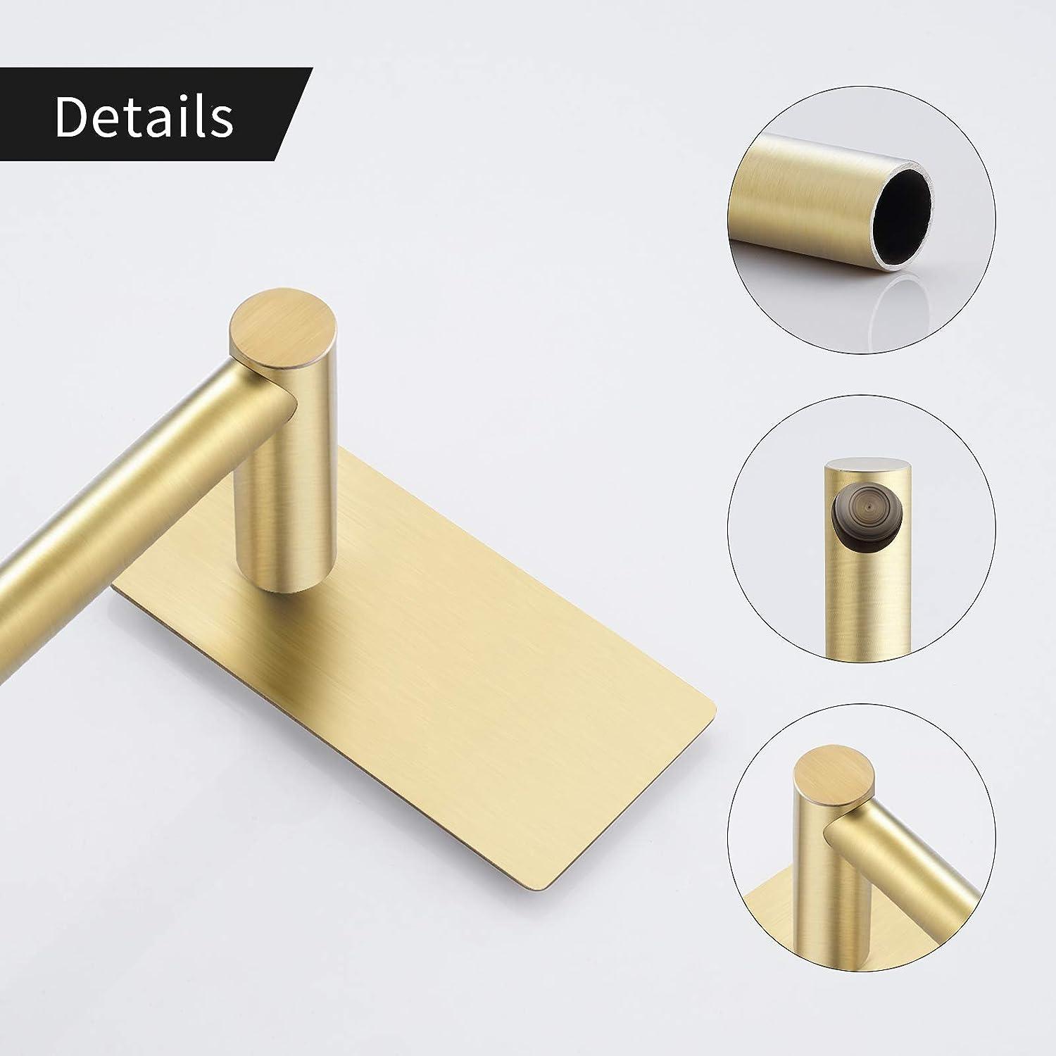 KES Towel Rail Self Adhesive For Bathroom, Brushed Gold 27 cm - Massive Discounts