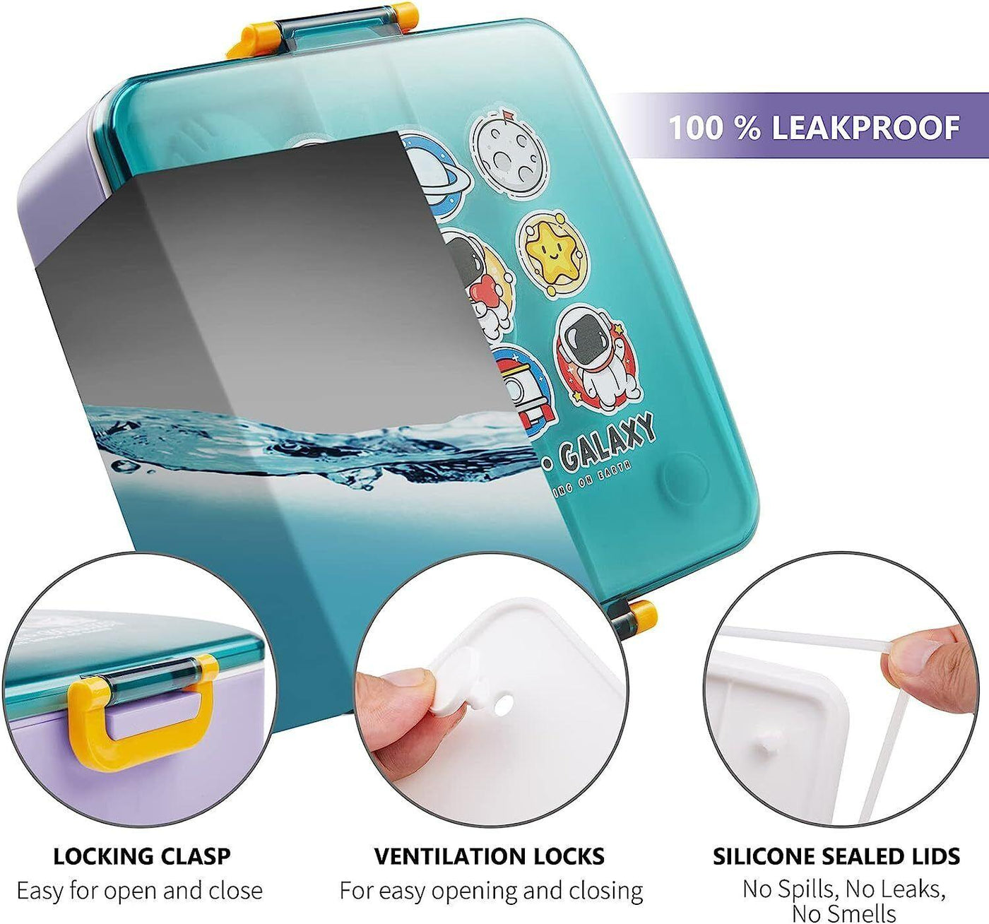 Kids Bent Lunch Box with Leak-Proof Design and Sauce Jar, 1300ml Capacity - Massive Discounts