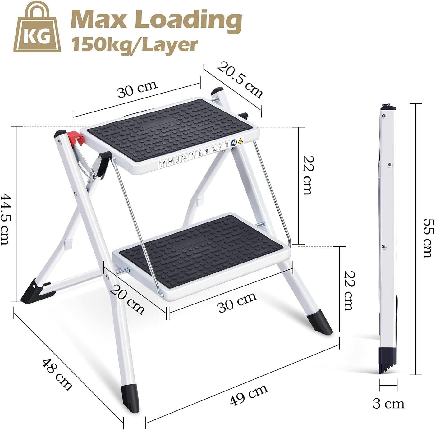 KINGRACK 2 Step Ladder, Folding Step Stool Portable with Handle - Massive Discounts
