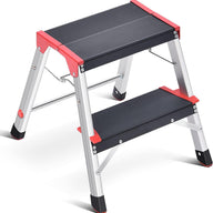 KINGRACK Aluminum Step Ladder 2 Step Widened Platform Maximum 150 Kg - Massive Discounts
