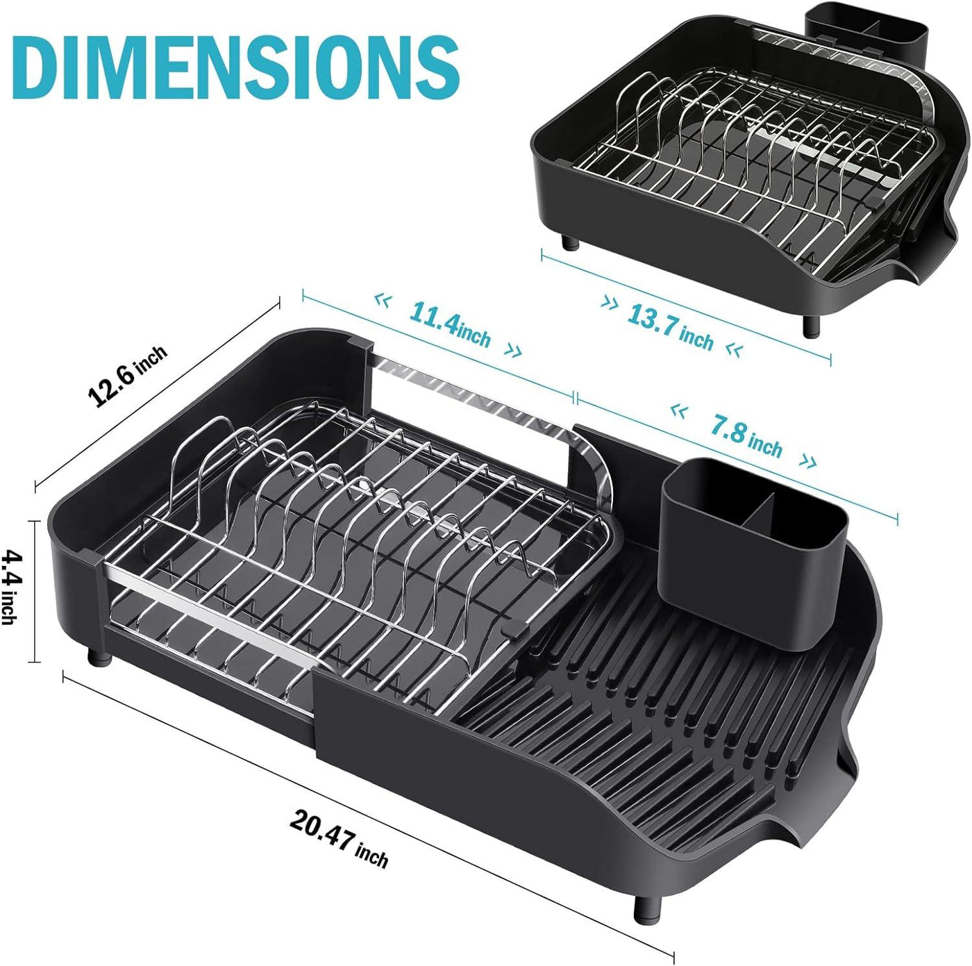 KINGRACK Dish Drainer Rack with Extendable Draining Board Stainless Steel - Massive Discounts