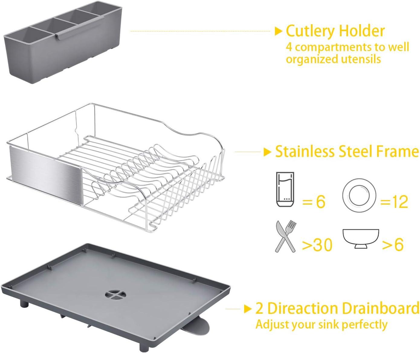 KINGRACK Dish Drainer, Stainless Steel 4 Compartment Utensil Holder - Massive Discounts