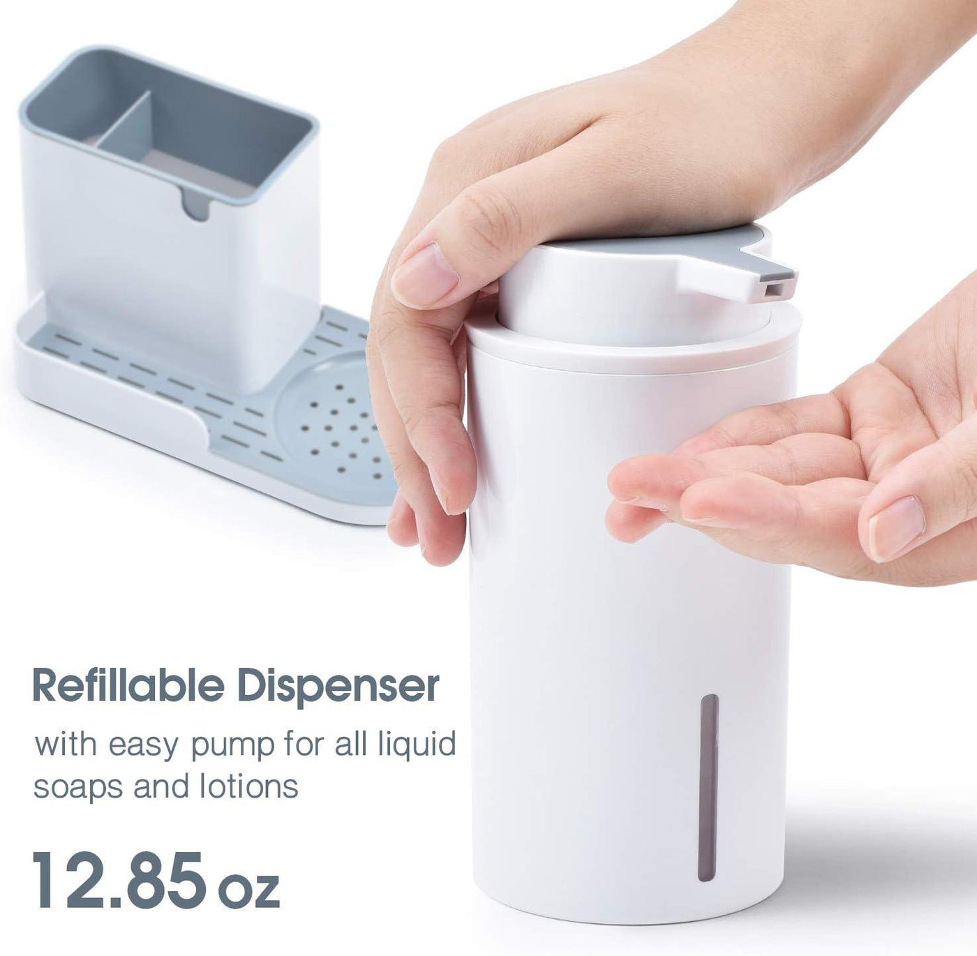 KINGRACK Sink Caddy with Soap Dispenser Pump For Kitchen / Bathroom - Massive Discounts
