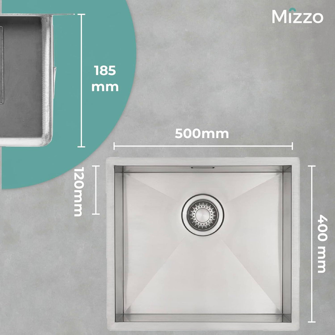 Kitchen Sink Mizzo Linea 50x40x18cm Single Bowl Stainless Steel - Massive Discounts