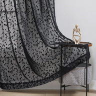 Lace Sheer Curtains Black for Bedroom 52W x 90L inch 2pcs - Massive Discounts