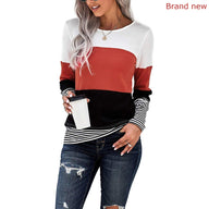 Ladies Long Sleeve Crewneck Striped Pullover Oversized Tunic Tops - Massive Discounts