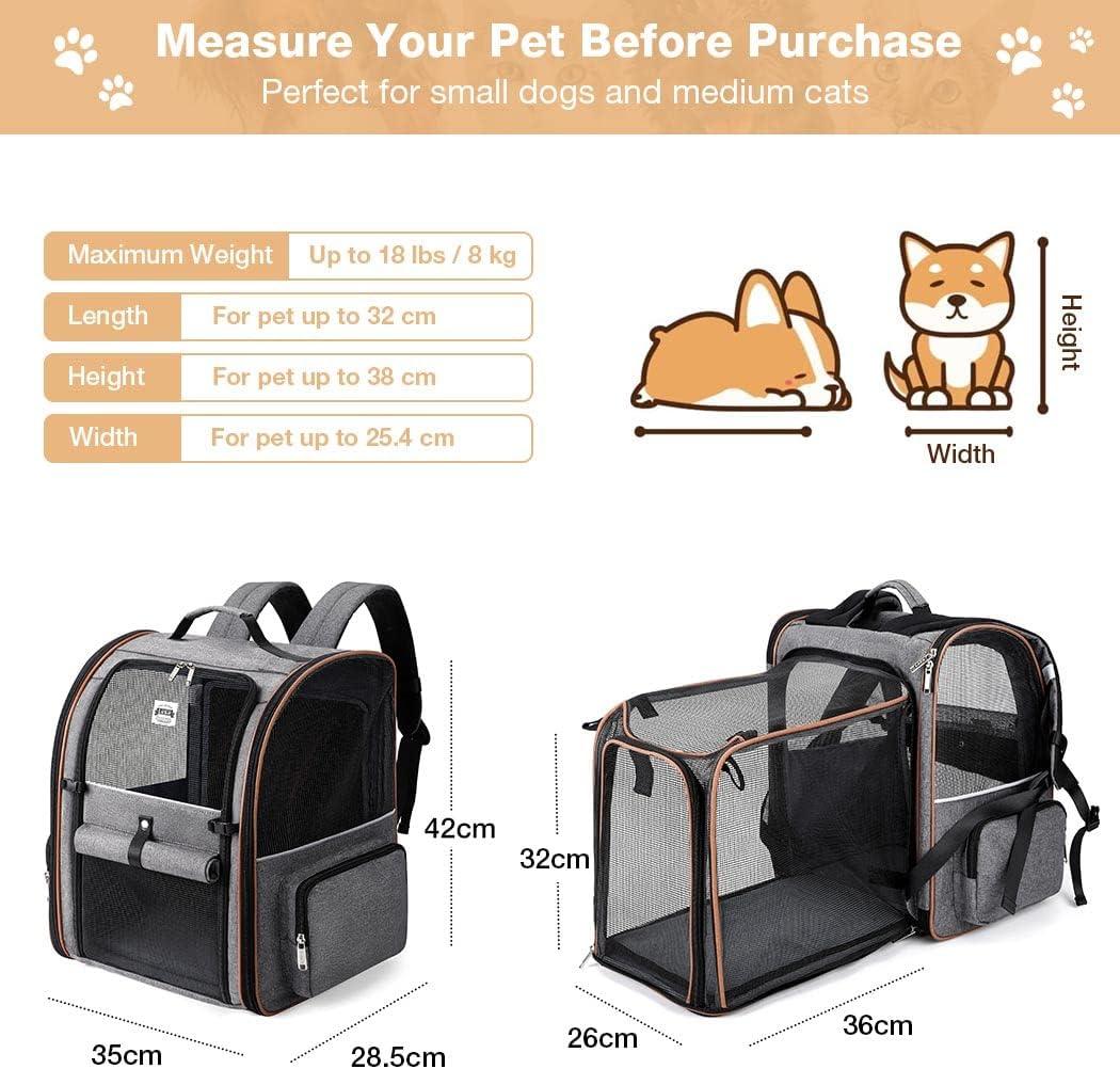 Large Cat Backpack Carrier Expandable Dog for 2 Cats fit up to 8Kg - Massive Discounts