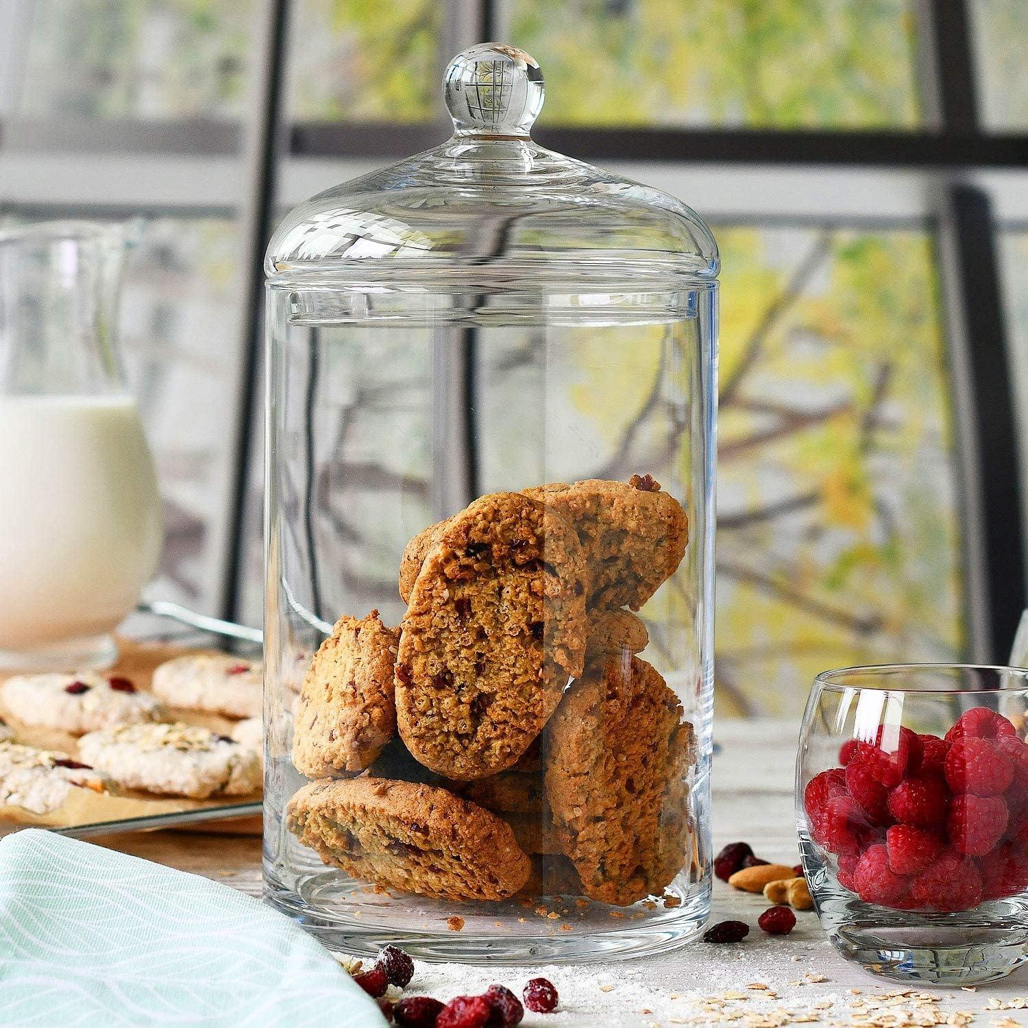 Large Glass Storage Cookie Biscuit Jar with Lid | 2.7 l |Big Glass Sweet Jars - Massive Discounts