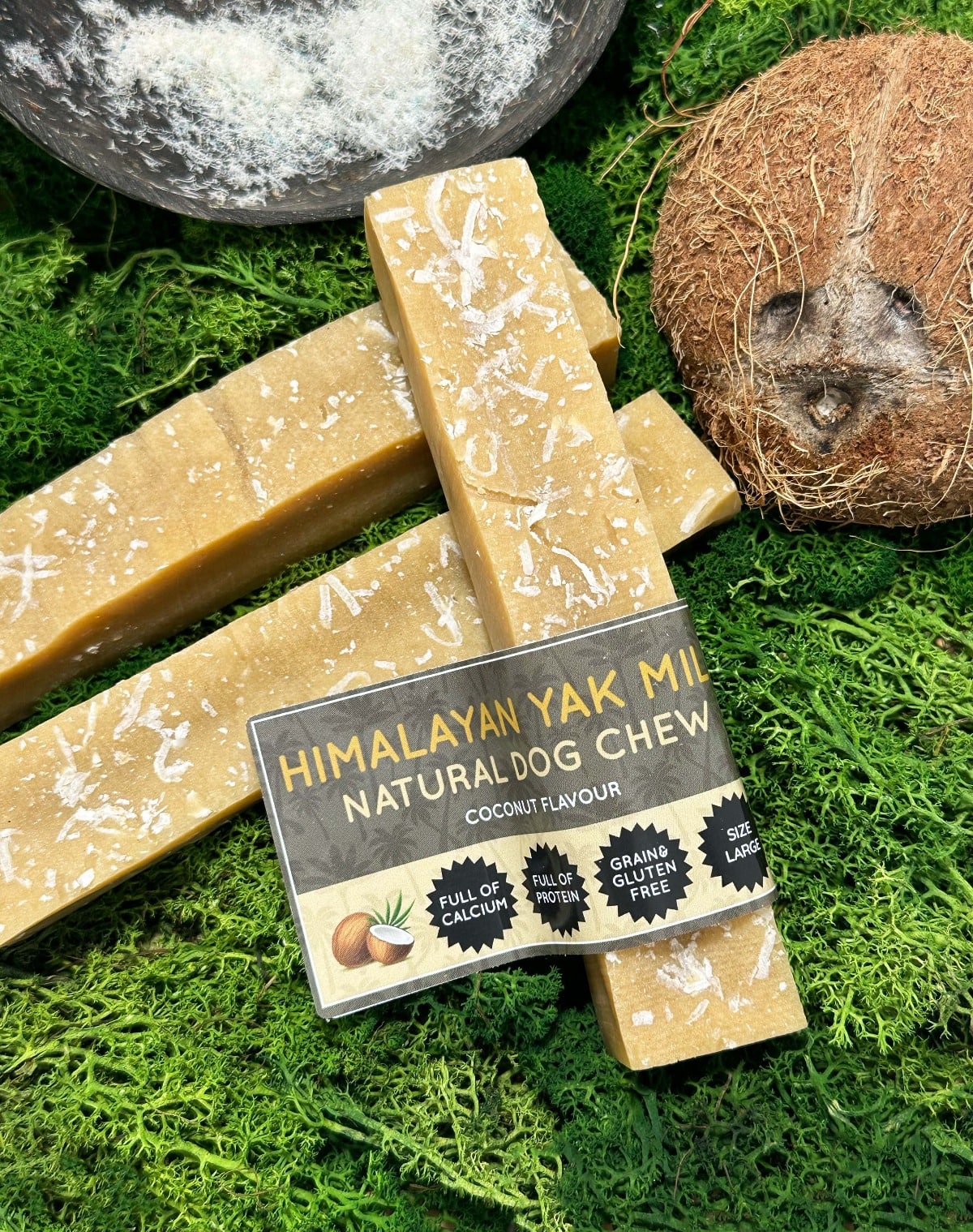 Himalayan Yak Milk natural dog chew on a grassy background