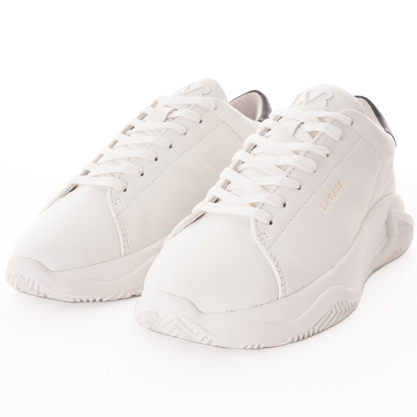 Lavair Linear 2.0 Unisex Trainers White Black Chunky Leather Sneakers