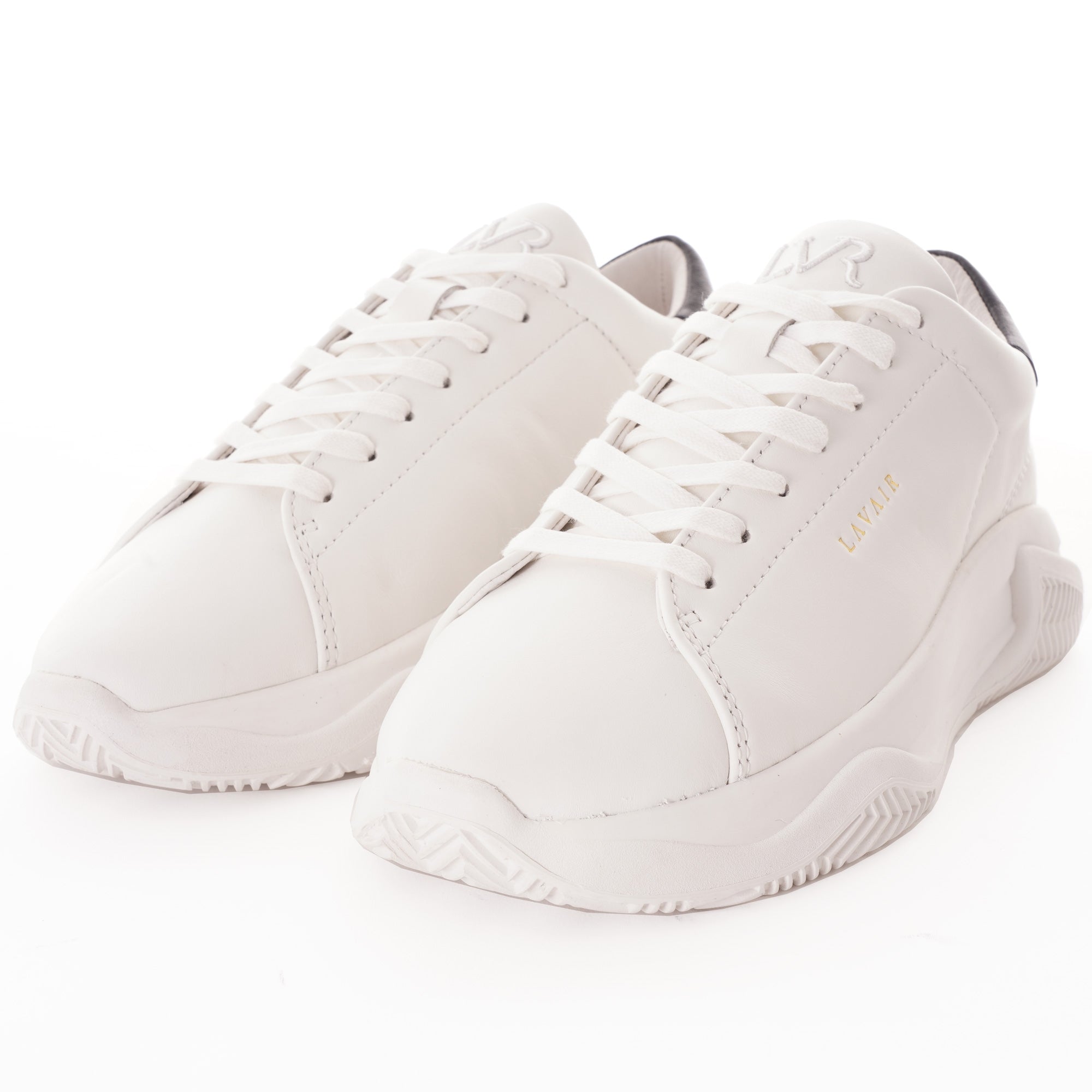Lavair Linear 2.0 Unisex Trainers White Black Chunky Leather Sneakers