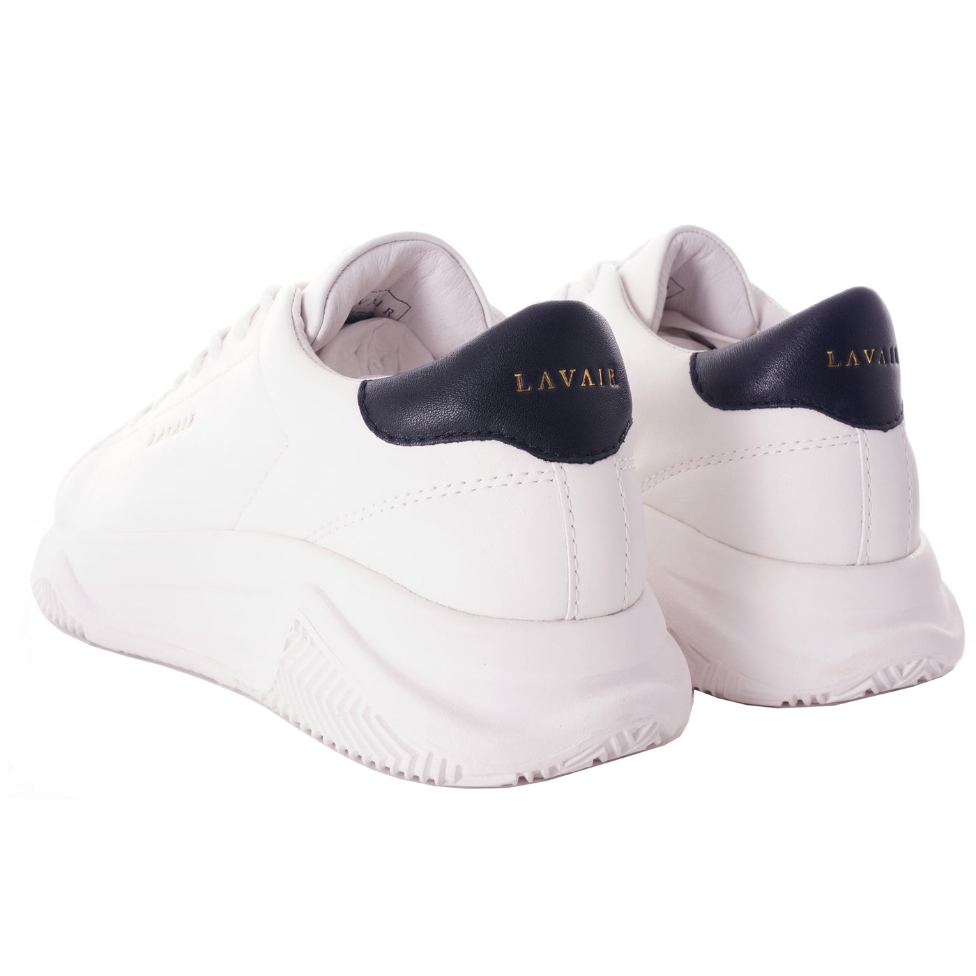 Lavair Linear 2.0 Unisex Trainers White Black Chunky Leather Sneakers