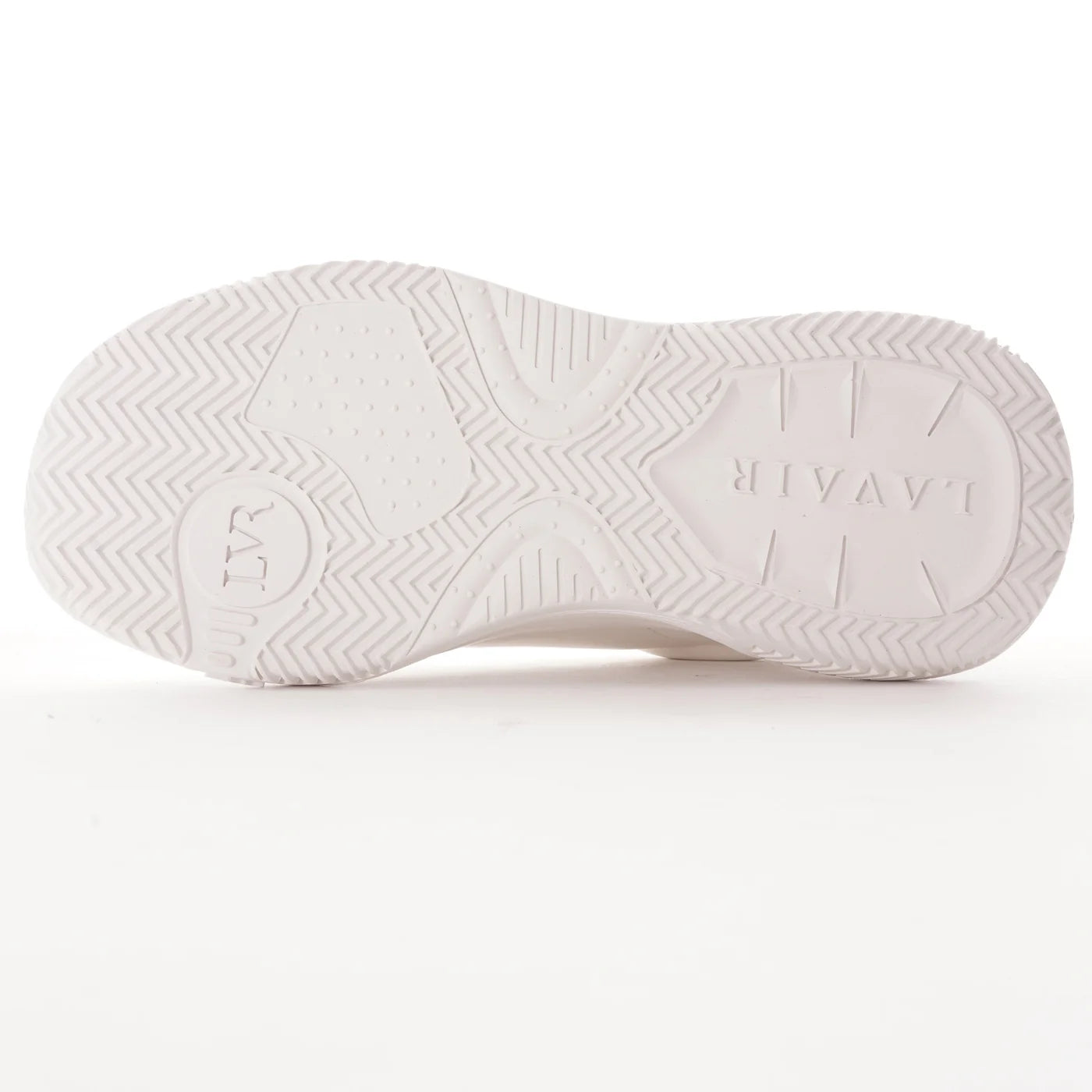White sneaker sole with brand logo on a white background
