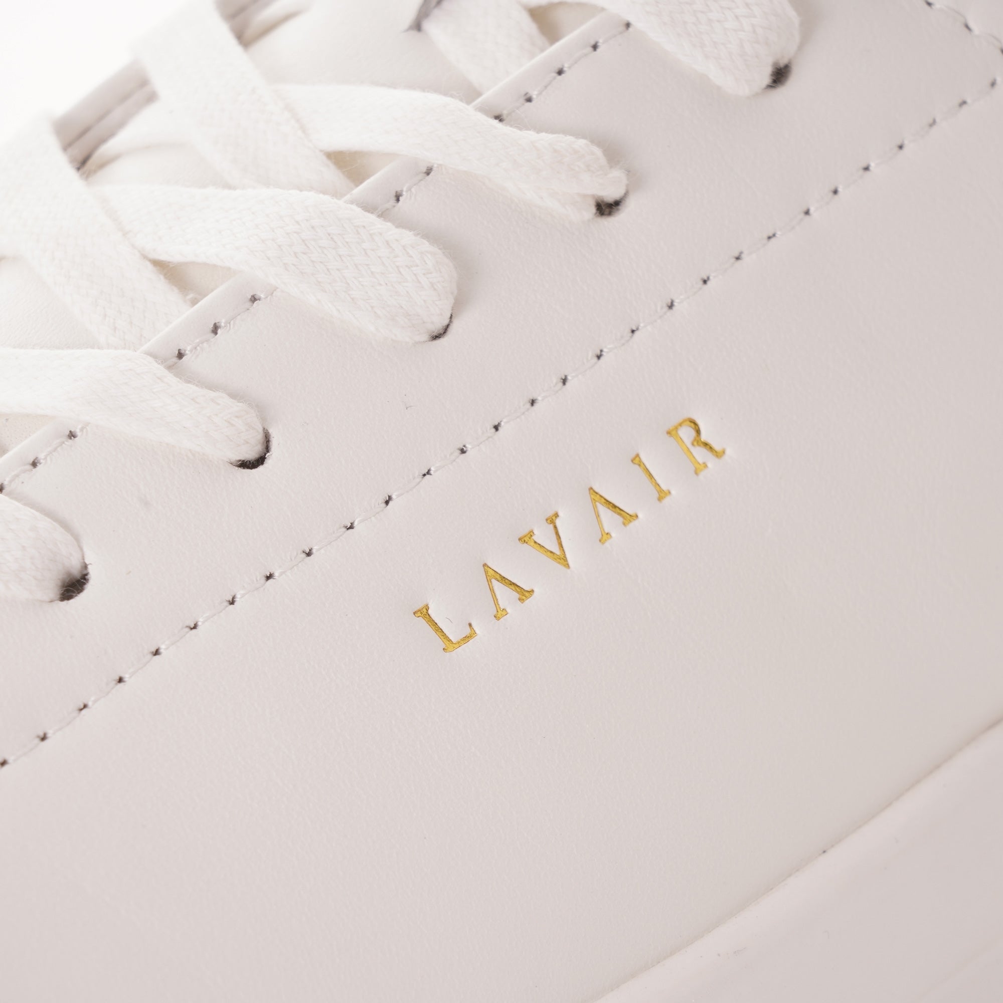 Lavair Linear 2.0 Unisex Trainers White Black Chunky Leather Sneakers