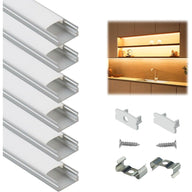 LED Aluminum Channel System with Cover 6-Pack 3.3ft Profile For Strip - Massive Discounts