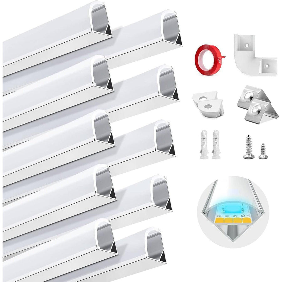 LED Channel Aluminium Profile 10pc 1m/3.3ft V-Shape Strip Channel 10m - Massive Discounts