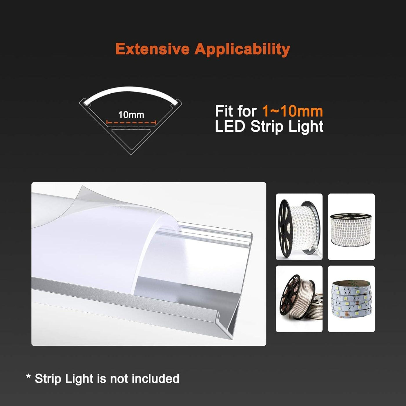 LED Channel Aluminium Profile 10pc 1m/3.3ft V-Shape Strip Channel 10m - Massive Discounts