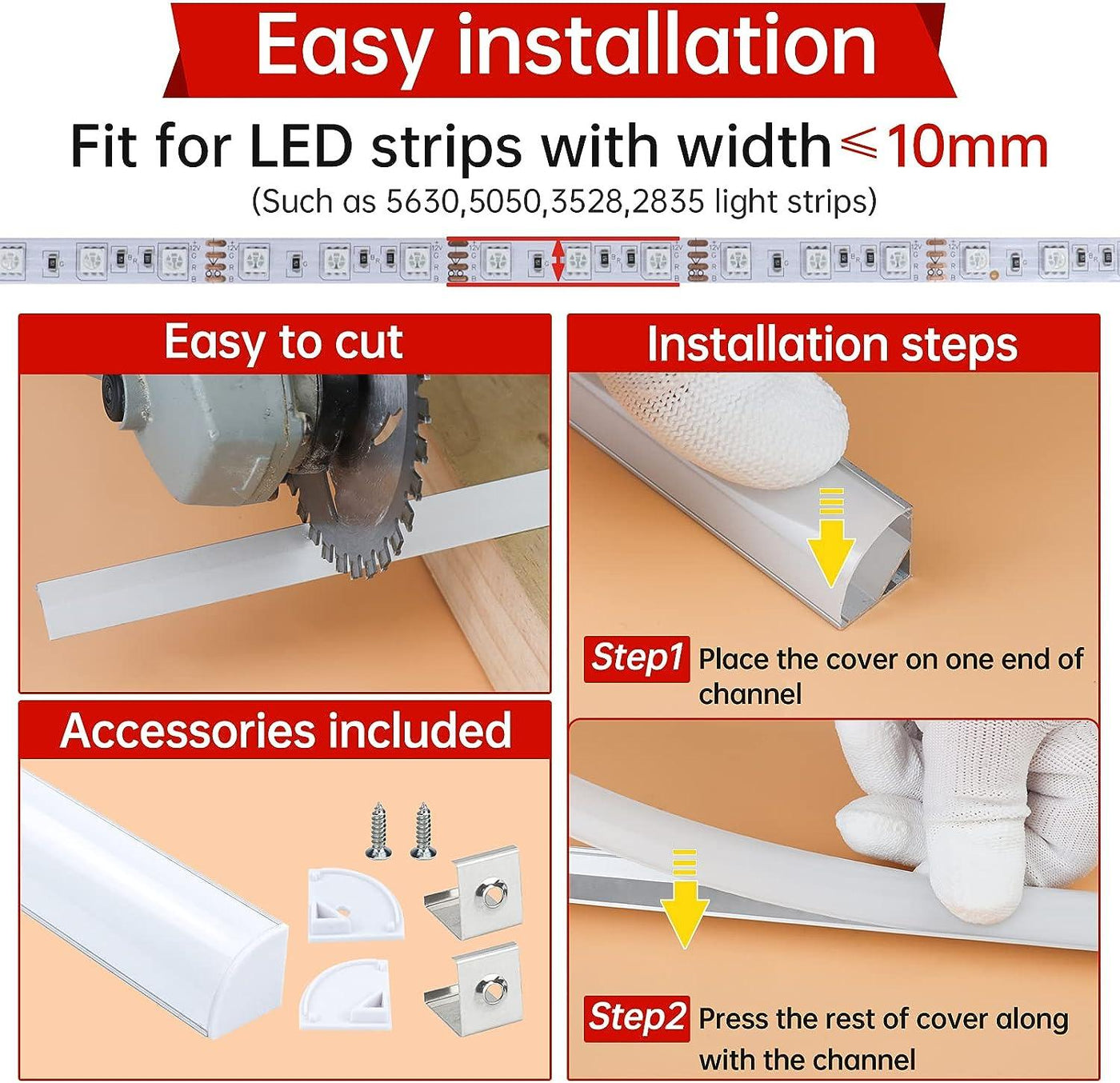 LED Channel System with Milky White 10 pack 3.3FT Extrusion Profile - Massive Discounts