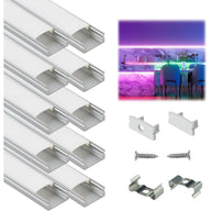 LED Channel System with Milky White Cover Lens 10PACK 3.3FT Aluminum - Massive Discounts