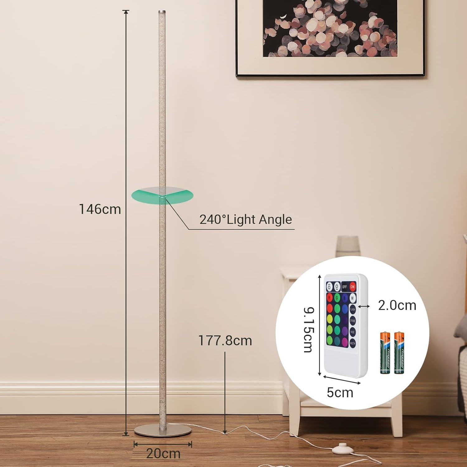 EDISHINE LED Floor Lamp, RGB Standing lamp 146cm with Remote Control - Massive Discounts
