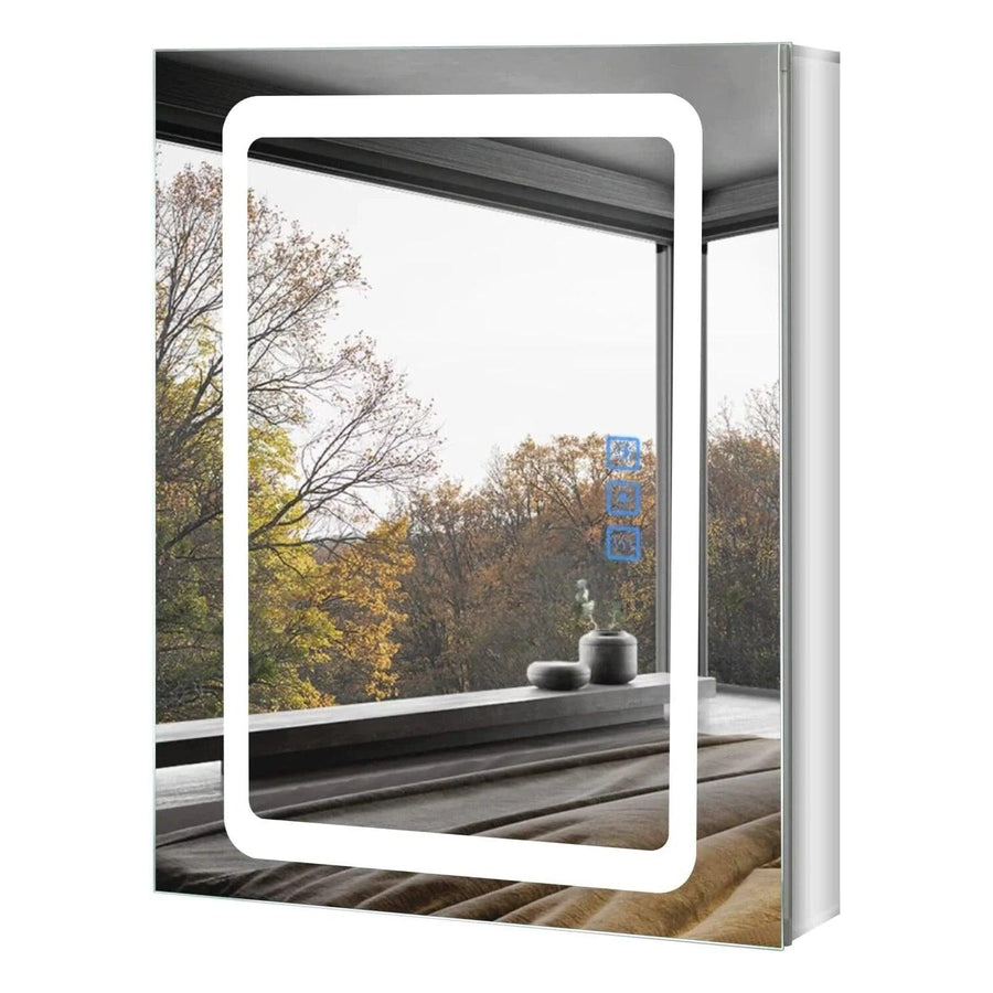 LED Illuminated Bathroom Mirror Cabinet with Defogger 51w x 65h cm - Massive Discounts