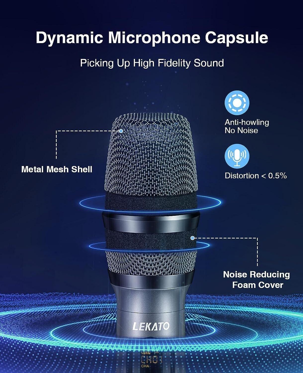 LEKATO Wireless Microphones, 2.4GHz Rechargeable Singing Mic, Dual Handheld - Massive Discounts