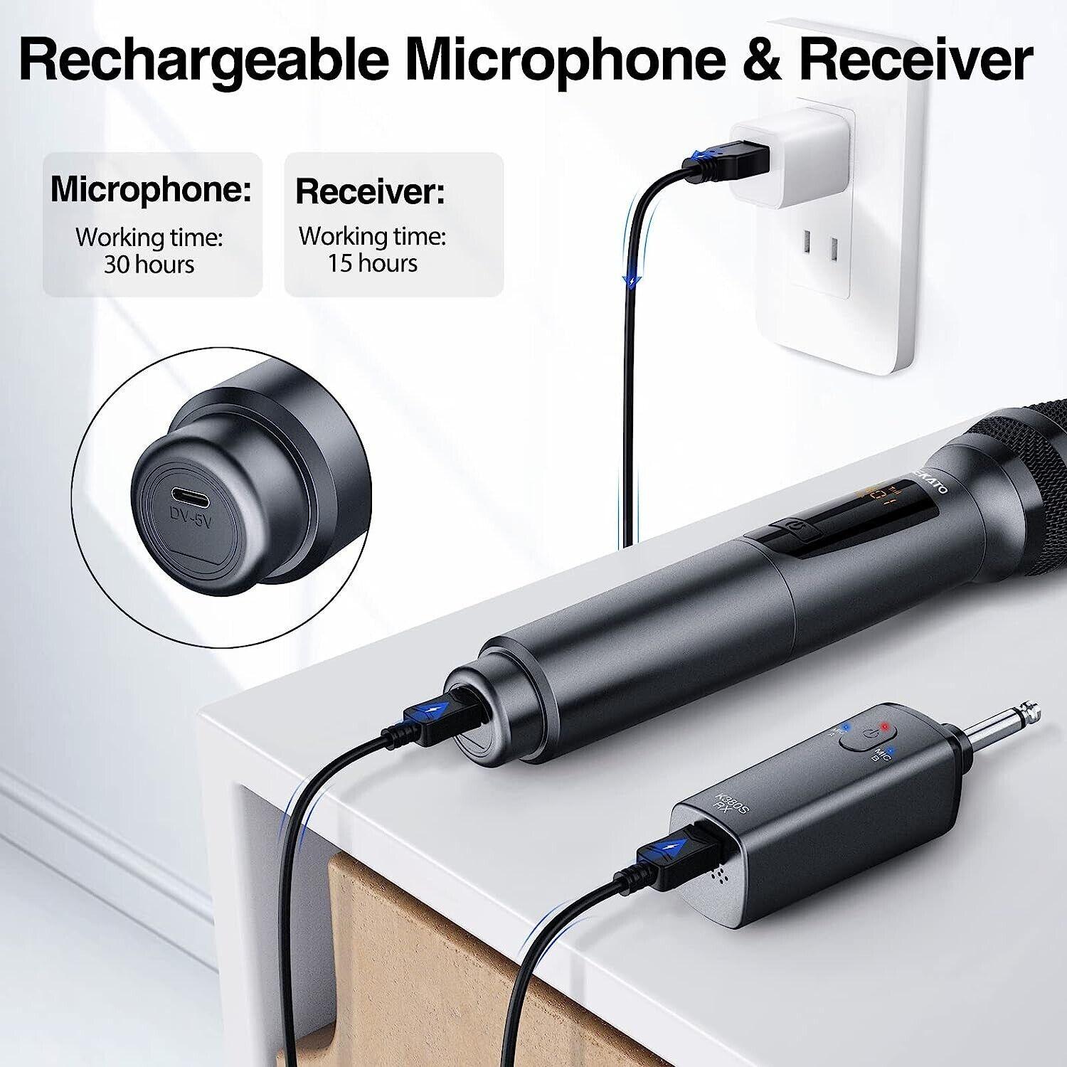 LEKATO Wireless Microphones, 2.4GHz Rechargeable Singing Mic, Dual Handheld - Massive Discounts