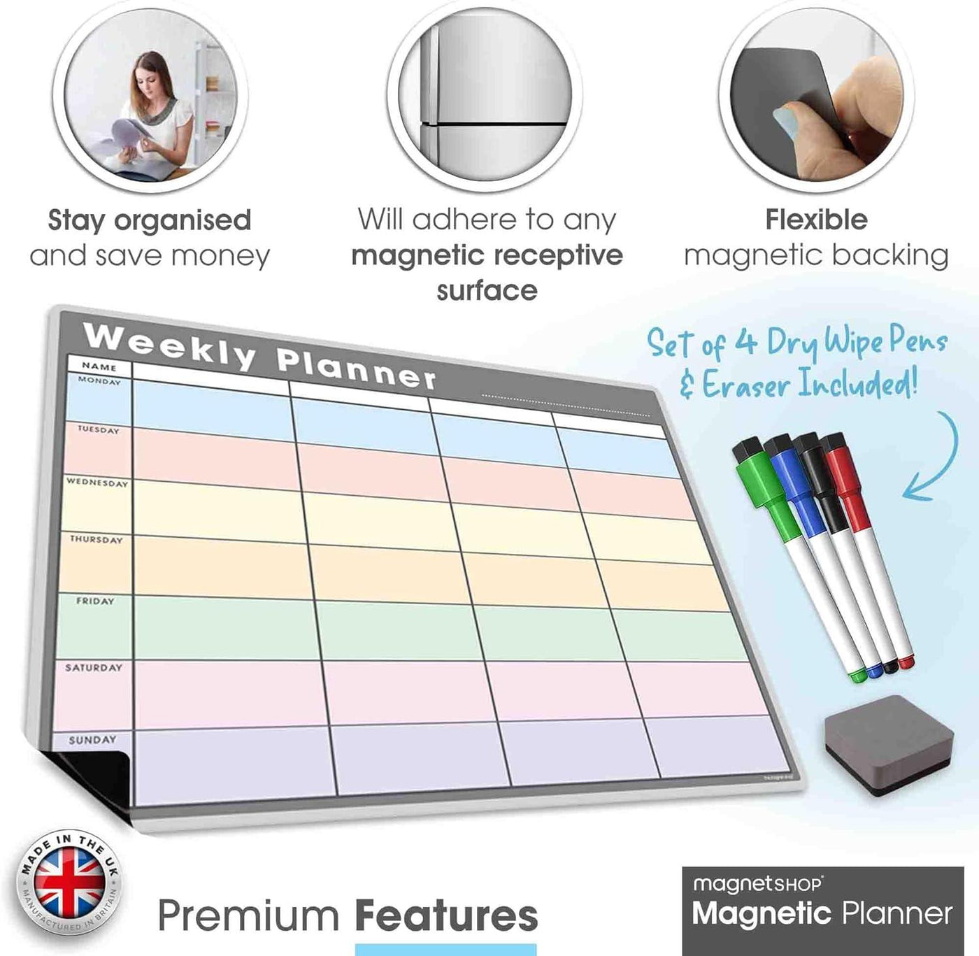 Magnetic Monthly/Weekly Whiteboard Planner Calendar Custom Dry Erase - Massive Discounts