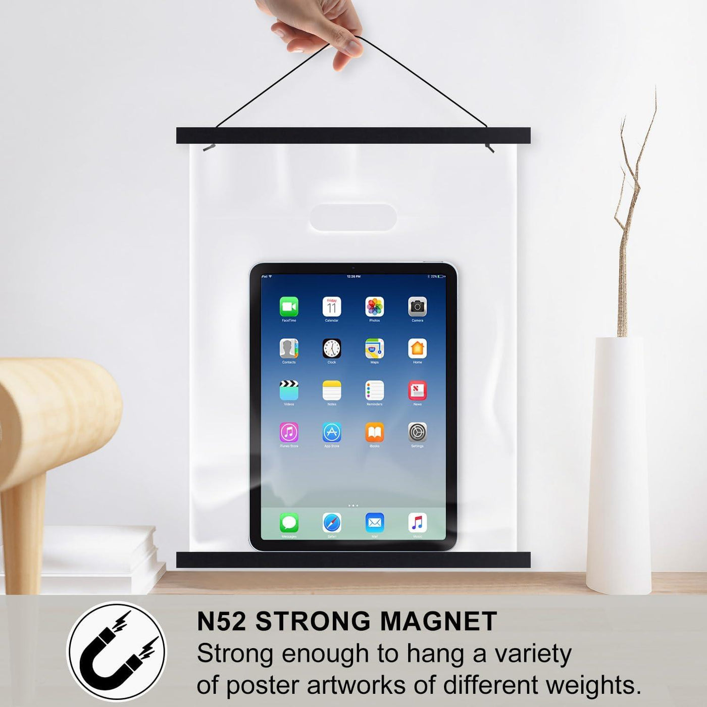 Magnetic Poster Frame: 101.6cm Black Hangers Kit for Canvas Art - Massive Discounts