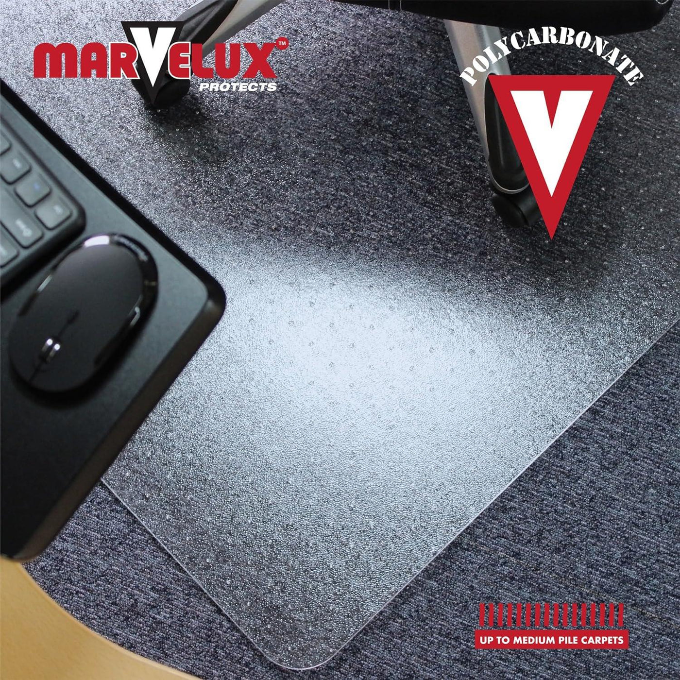 Marvelux Office Chair Mat 90x120cm Heavy Duty Premium Polycarbonate