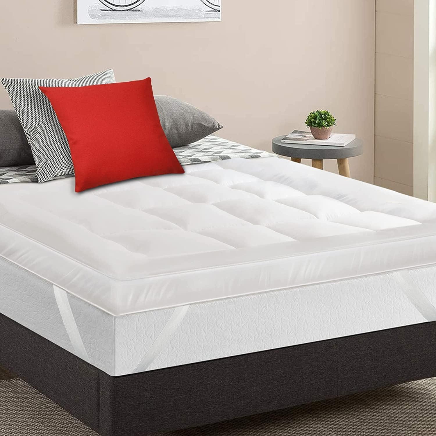 Mattress Topper Single Bed 4 Inch Thick 90x190cm with Elastic Straps - Massive Discounts