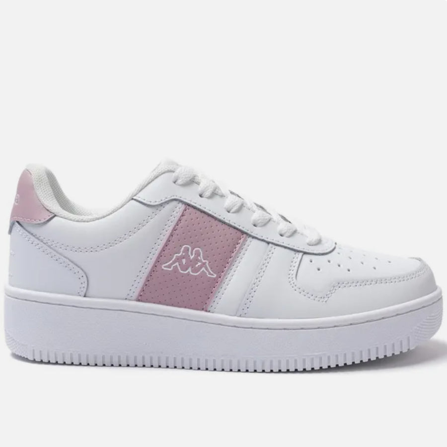 Kappa White sneaker with pink accents on a white background