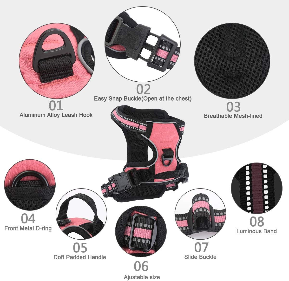 No Pull Dog Harness and Lead Set, Breathable Adjustable Comfort Size XL Pink - Massive Discounts