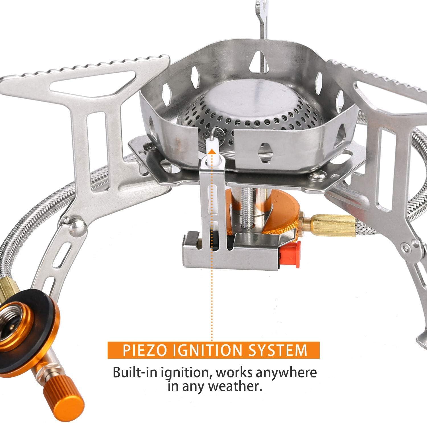 Odoland 3500W Windproof Camping Stove with Folding Windscreen, Canister Adapter - Massive Discounts