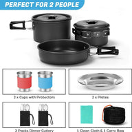 Odoland Camping Cookware Kit, Non-Stick Lightweight Pots Pan Set - Massive Discounts