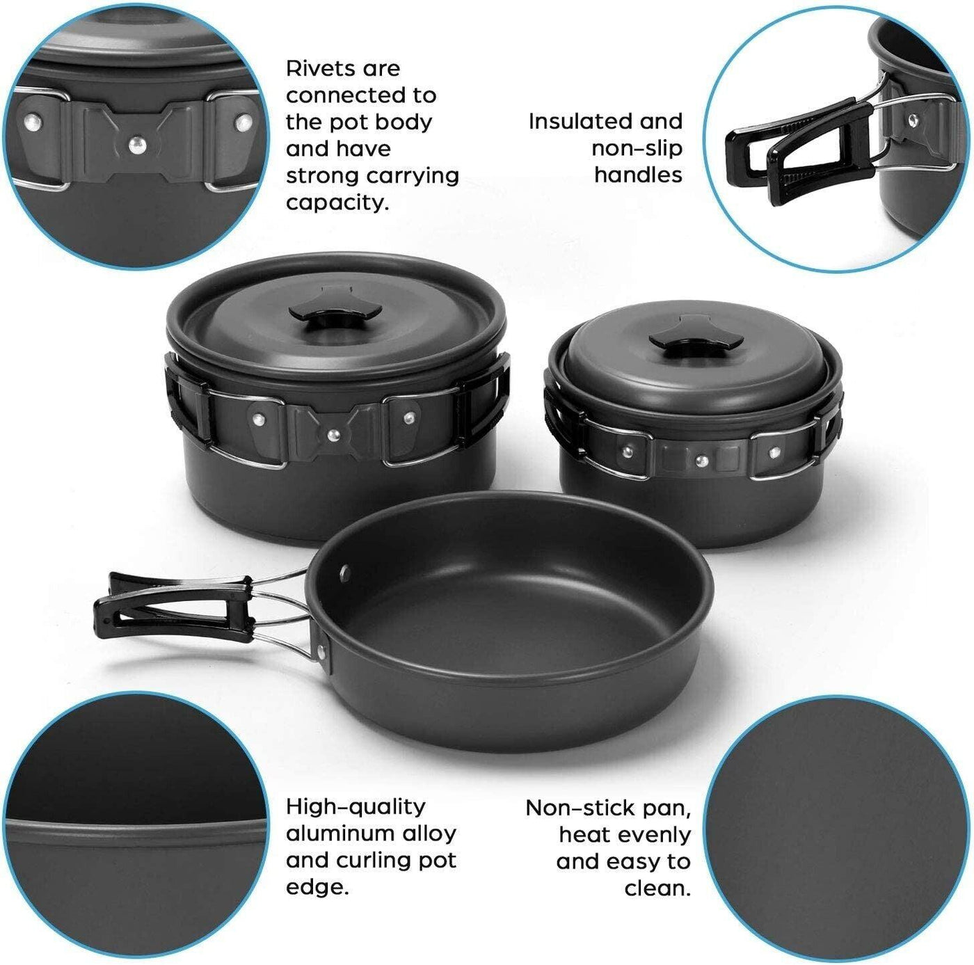 Odoland Camping Cookware Kit, Non-Stick Lightweight Pots Pan Set - Massive Discounts