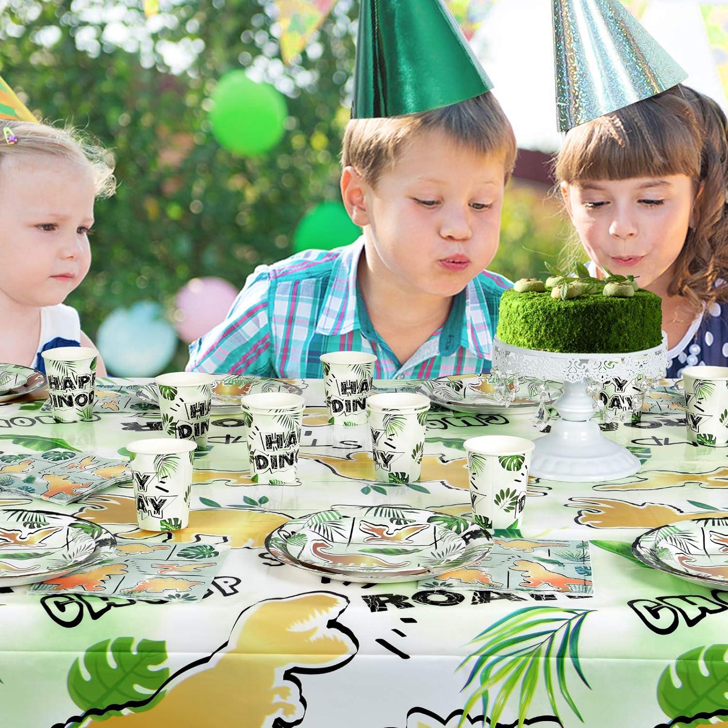 Party Tableware Set for Kids 16 Guest Birthday 66 PCS Gold Dinosaur - Massive Discounts