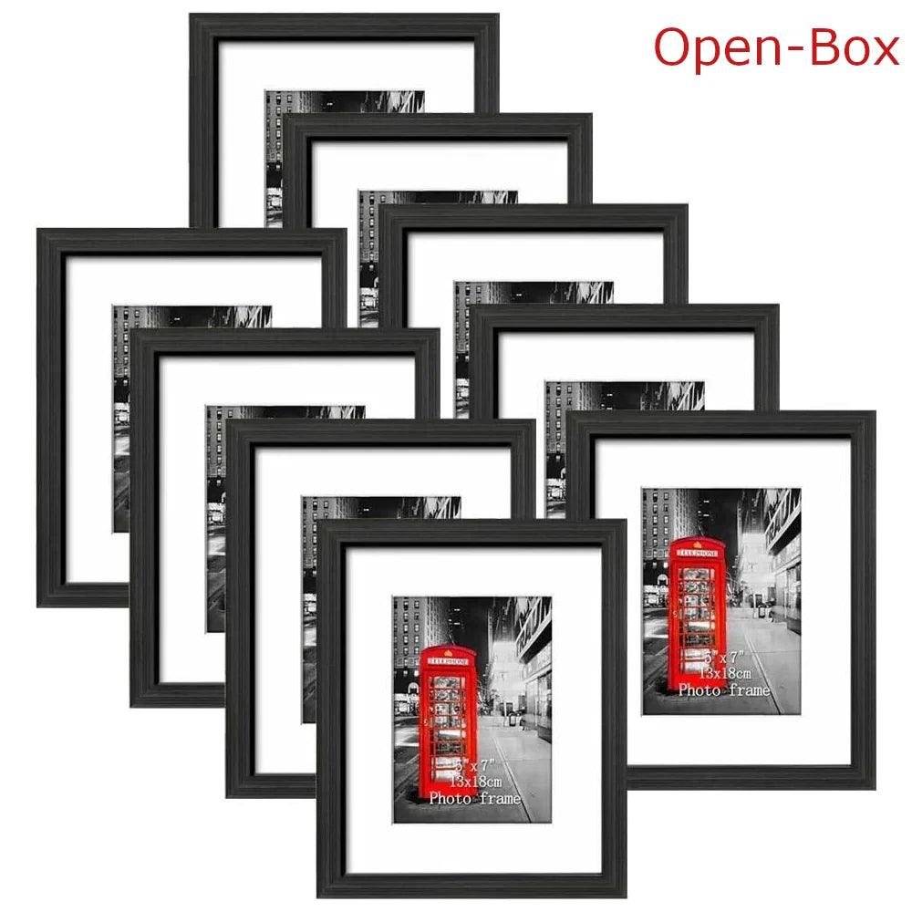 Photo Frames Set of 9 Made to Display 7x5 Pictures with Mount or 10x8 - Massive Discounts