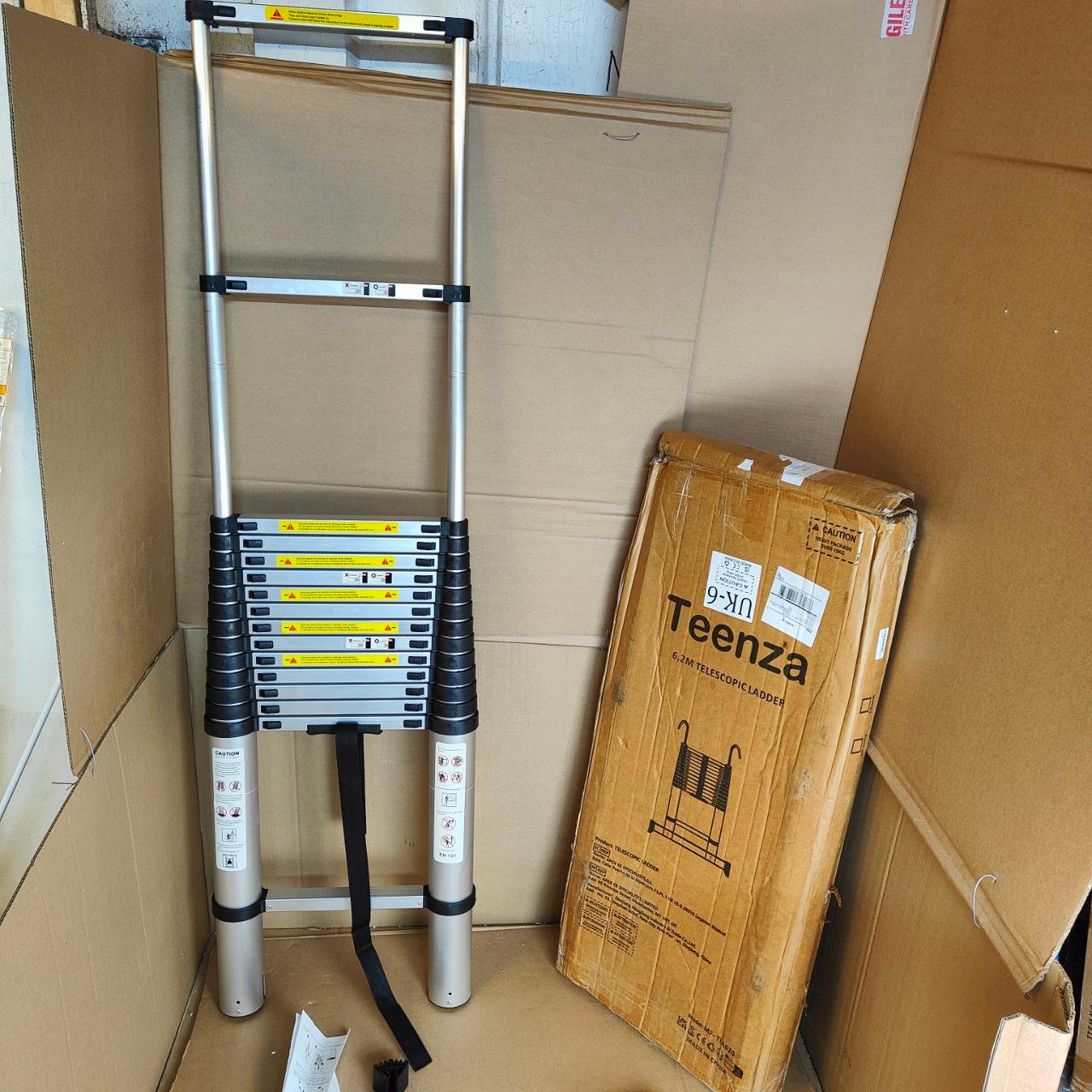 Telescopic Ladder 6.2M Aluminium with Hooks Max Load 150kg/330lb