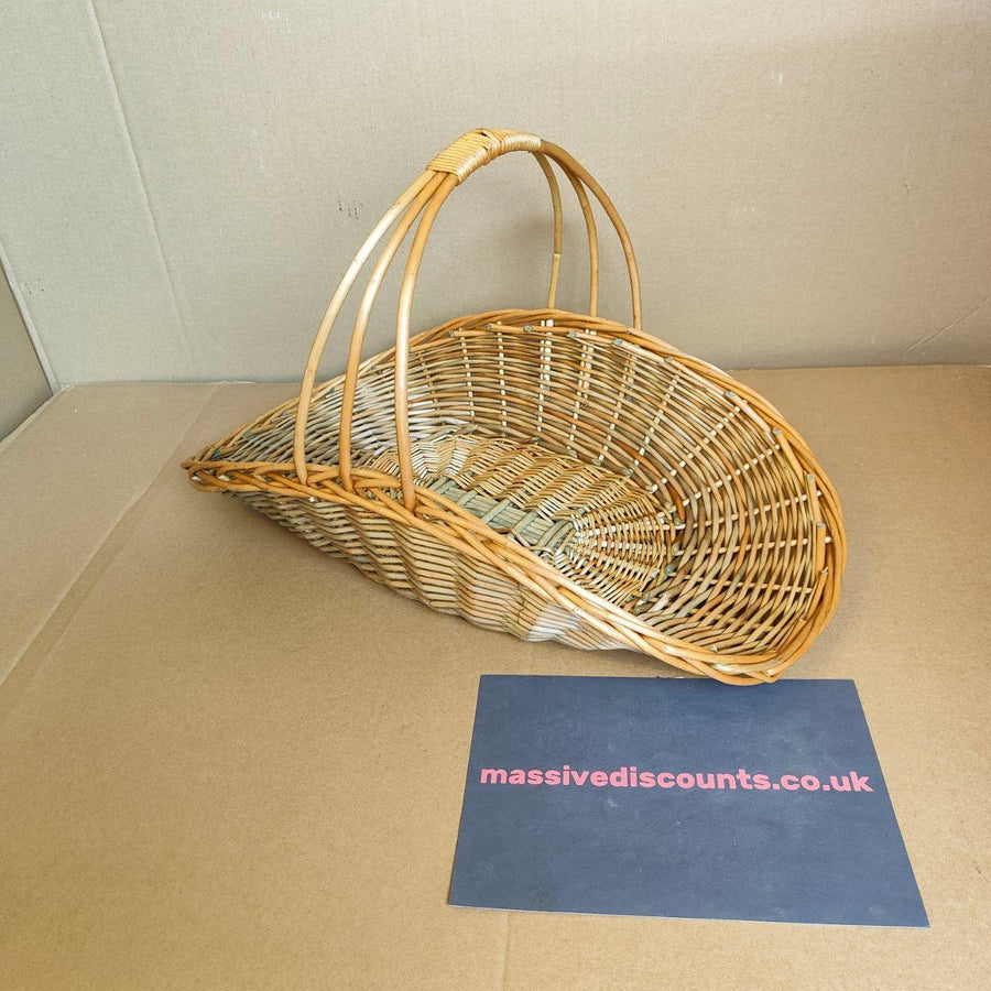 Wicker Flower Basket Trug, medium-sized, 63cm, handwoven Silver