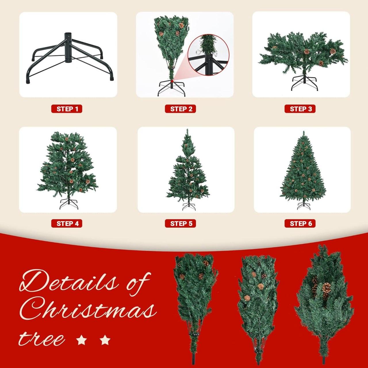 1.5m/5ft Artificial Christmas Tree with Snow and Real Pine Cones - Massive Discounts