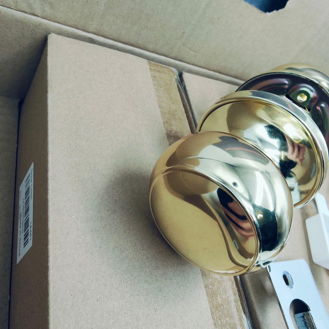 Probrico 4 Pack Polished Brass Passage Door Knobs - Gold Round