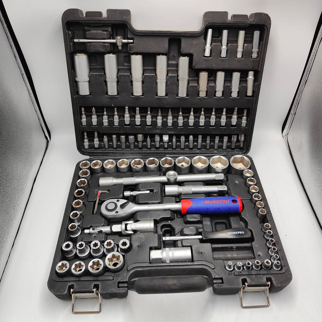 WORKPRO 103-Piece Socket Set | 1/4in Drive CR-V Mechanic Tool Set for DIY