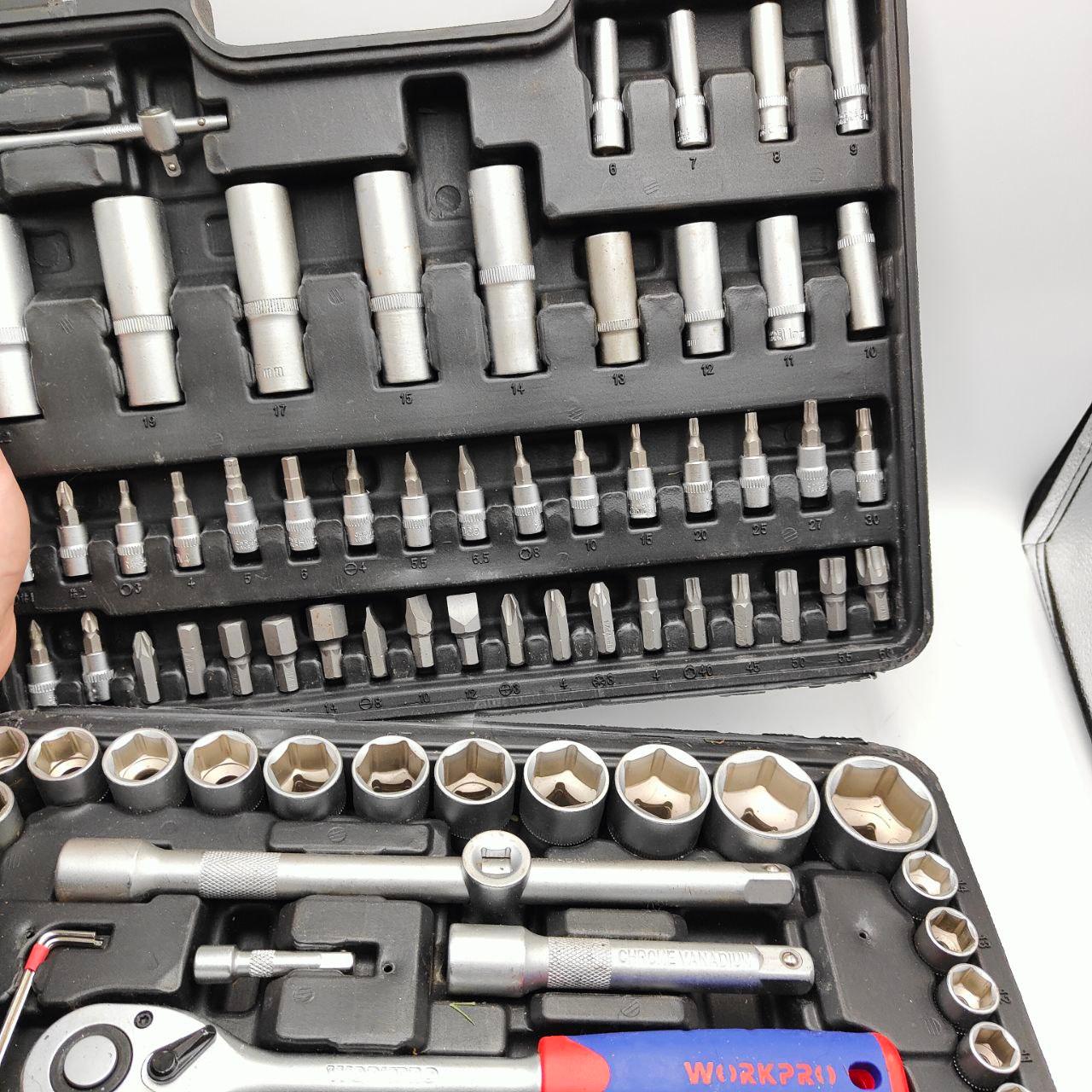 WORKPRO 103-Piece Socket Set | 1/4in Drive CR-V Mechanic Tool Set for DIY