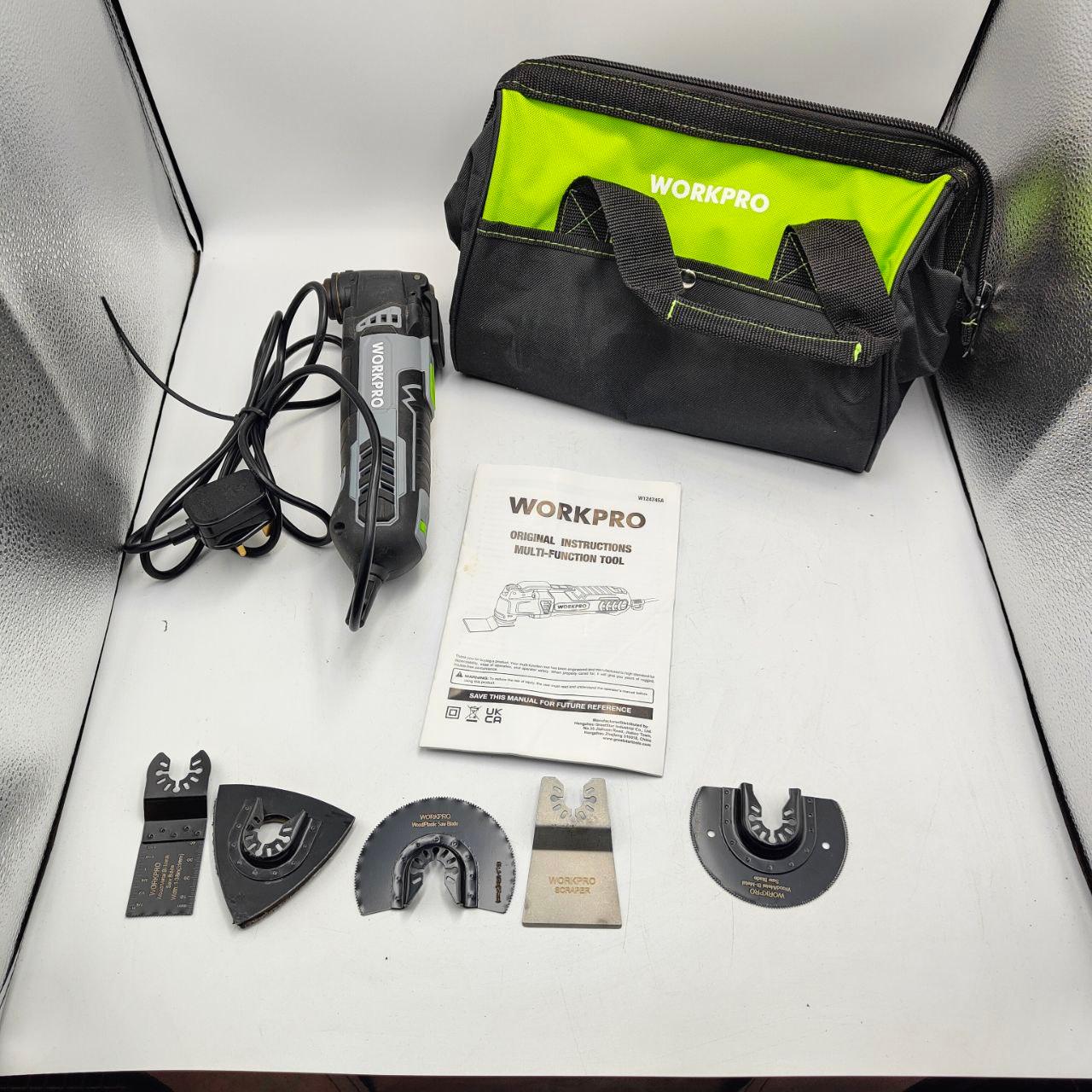 WORKPRO 300W Oscillating Multi-Tool, 7 Speeds, Quick Blade Change, 5pc Kit